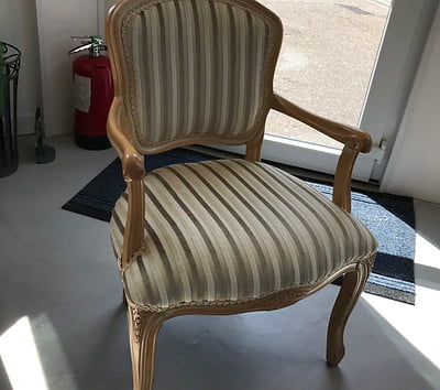 Elegant chairs upholstered in silk Armchair Reupholstery