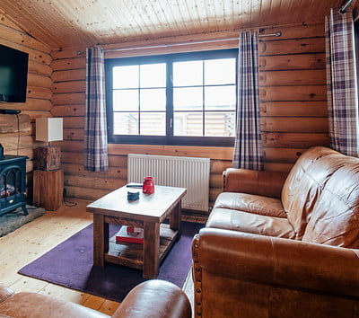 Photograph of a living room in a log cabin Holiday Home & Caravan