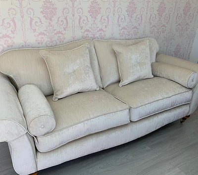 Sofa in cream fabric Sofa Reupholstery