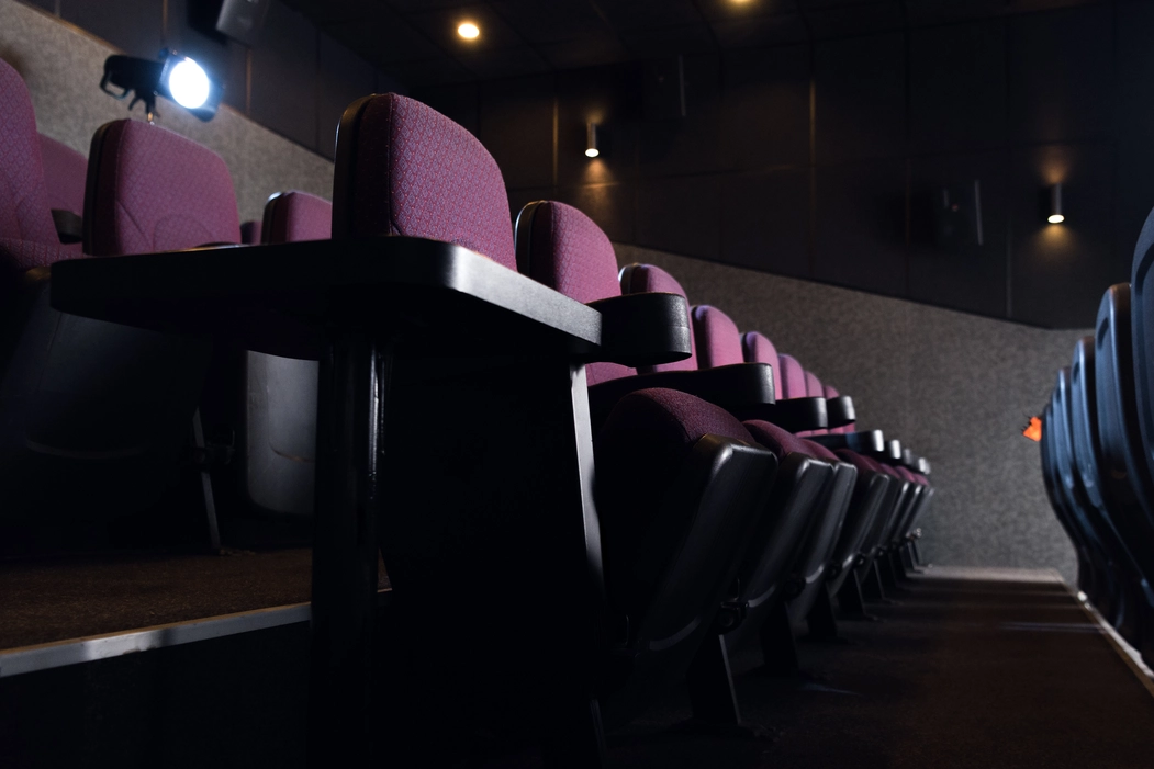 Photograph of a living room in a log cabin Cinemas & Theatres