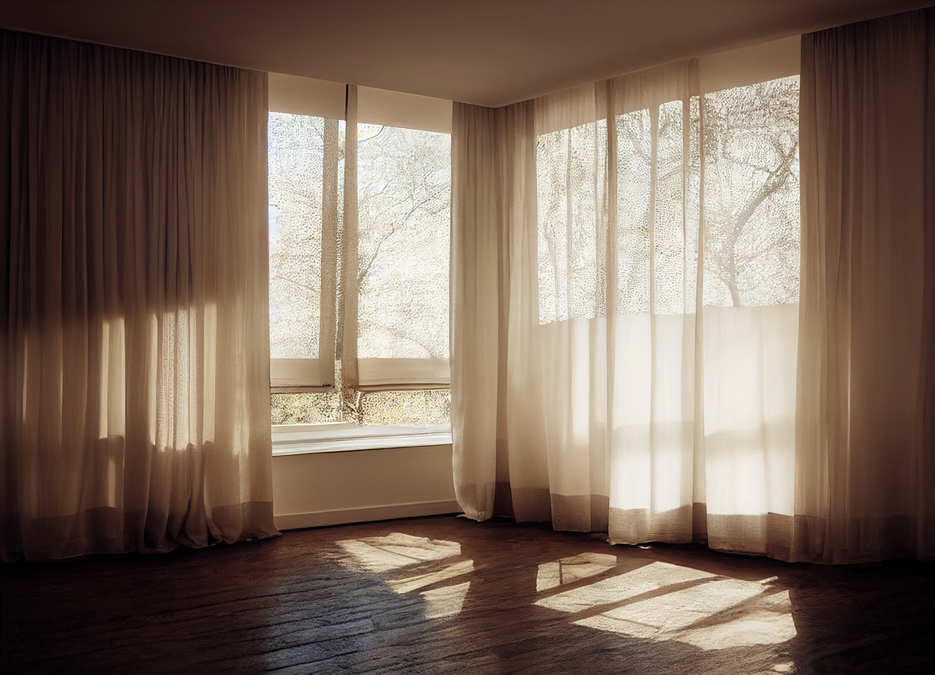 Photograph of a living room in a log cabin Made to Measure Curtains